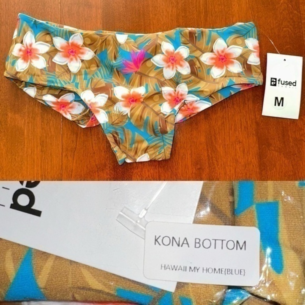 Fused Hawaii seamless runched swim size M Kona Hawaii My Home(blue) new